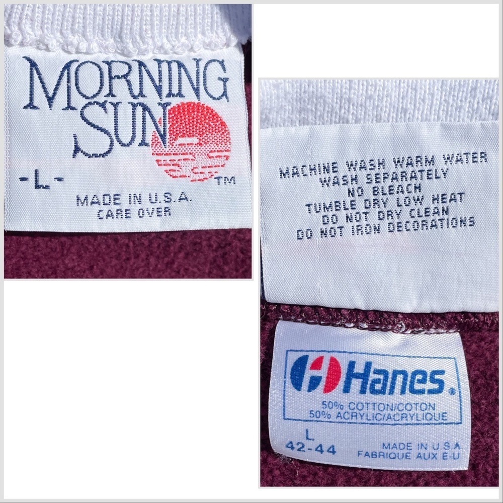 Floral Heart Morning Sun Vtg 1980s Hanes Collared Sweatshirt Women’s (L 42-44) - Picture 3 of 9